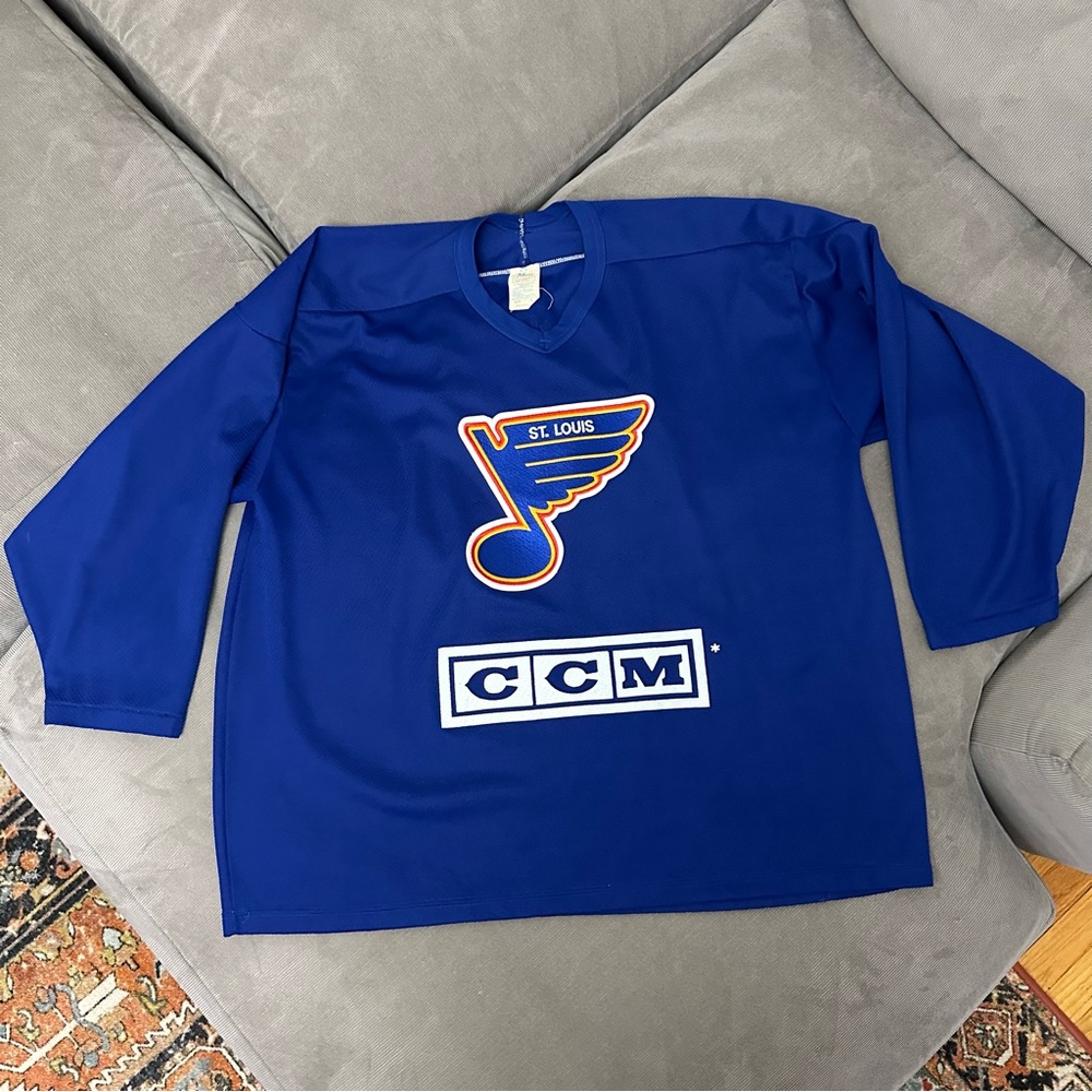 Vintage Maska CCM St. Louis Blues Blue Craig Janney Jersey Size XL 3/4 Sleeve